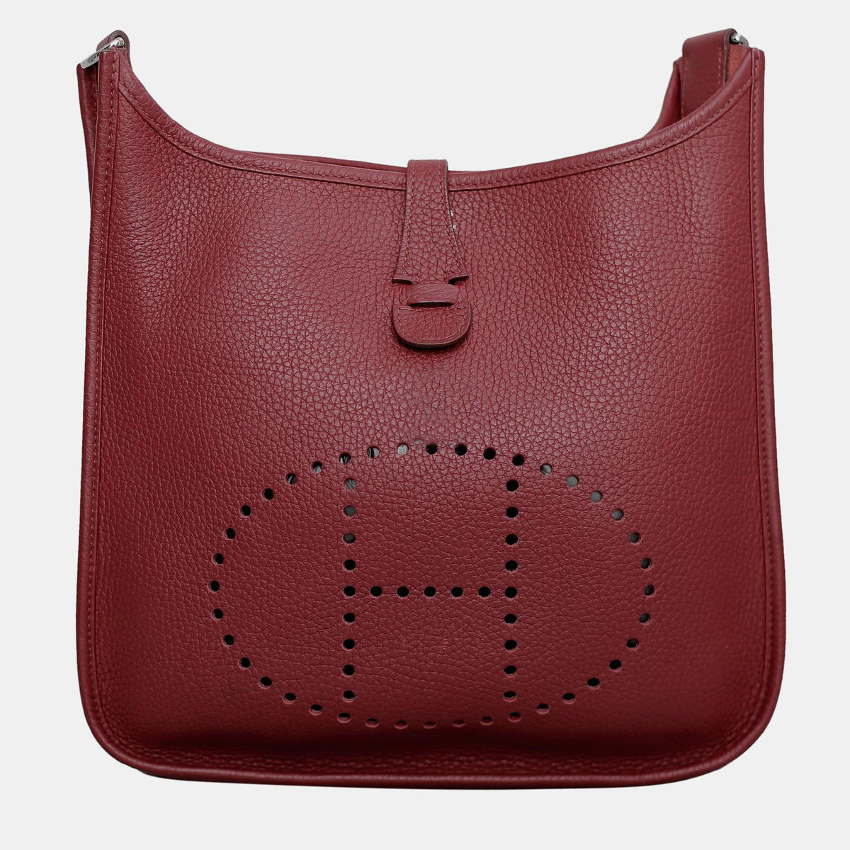 Hermès Rouge Garance Clemence Leather Evelyne III PM Bag