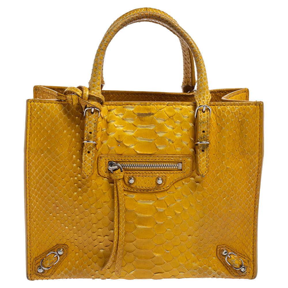 Balenciaga Yellow Python Mini Papier A4 Tote