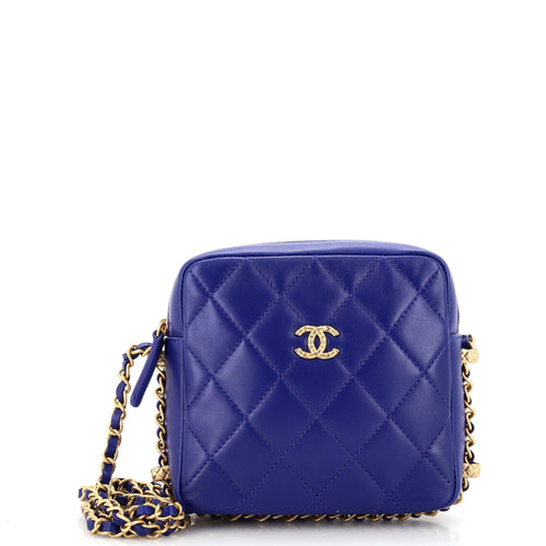 CHANEL Chain Around Square Camera Bag Quilted Lambskin Small