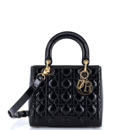Lady Dior Bag Cannage Quilt Patent Medium