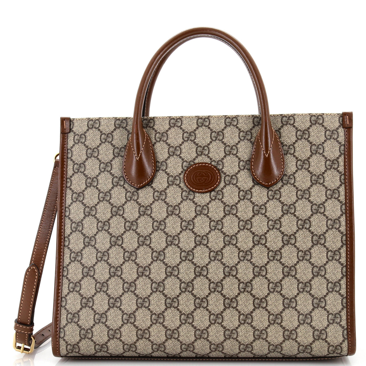 Gucci GUCCI Structured Top Handle Open Tote GG Coated Canvas Small