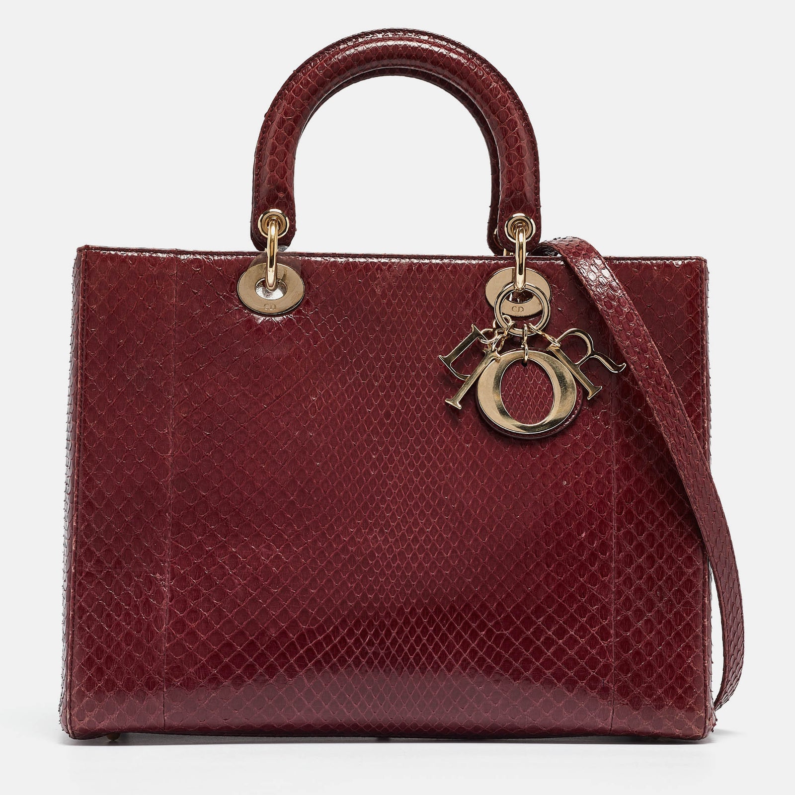 Dior Burgundy Python Large Lady Tote