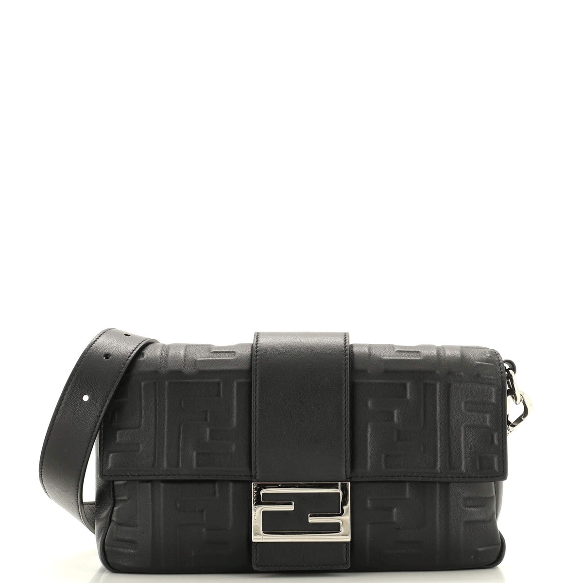 Fendi FENDI Baguette Convertible Belt Bag Zucca Embossed Leather Medium