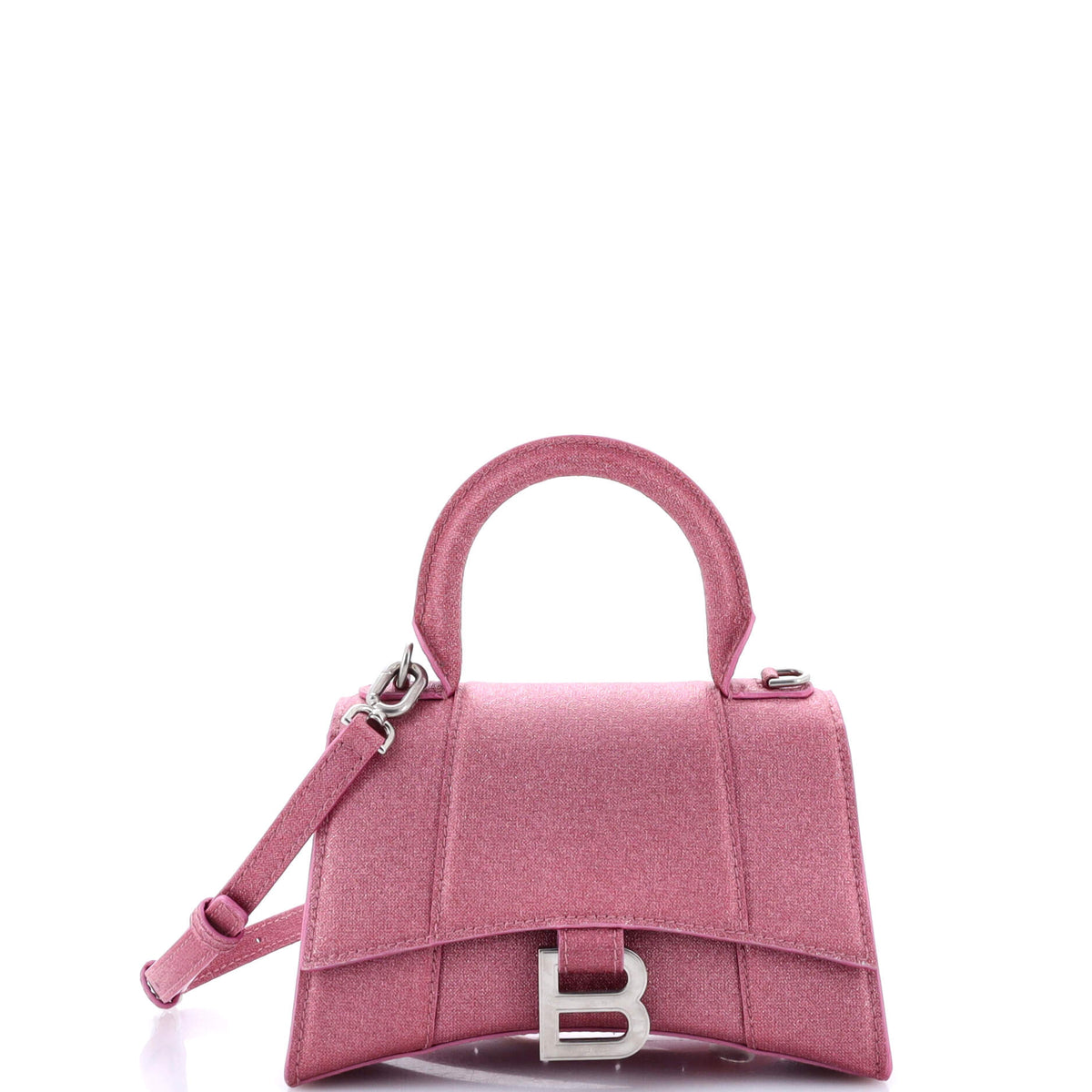 Balenciaga Hourglass Top Handle Bag Glitter Leather XS