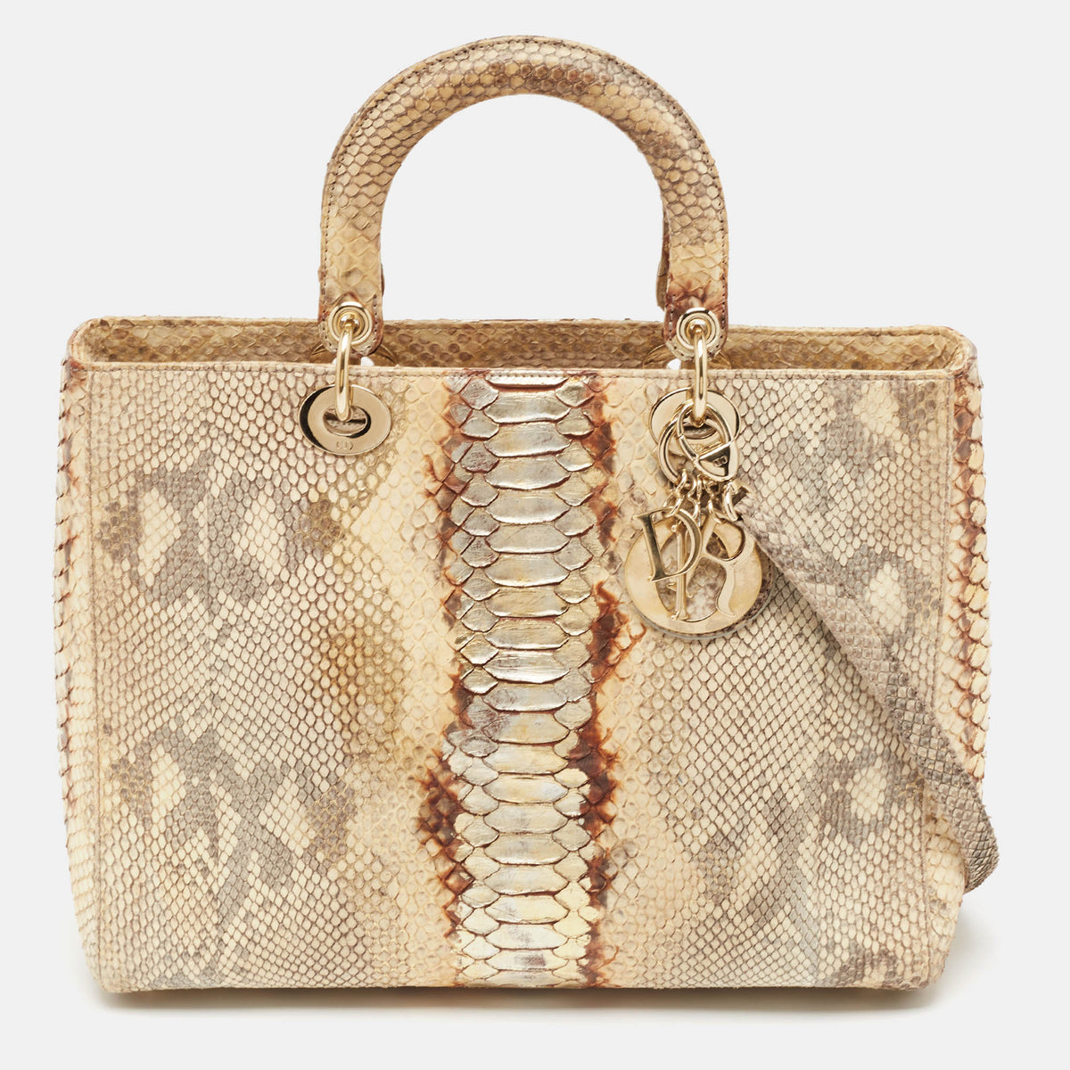 Dior Gold/Beige Python Large Lady Tote