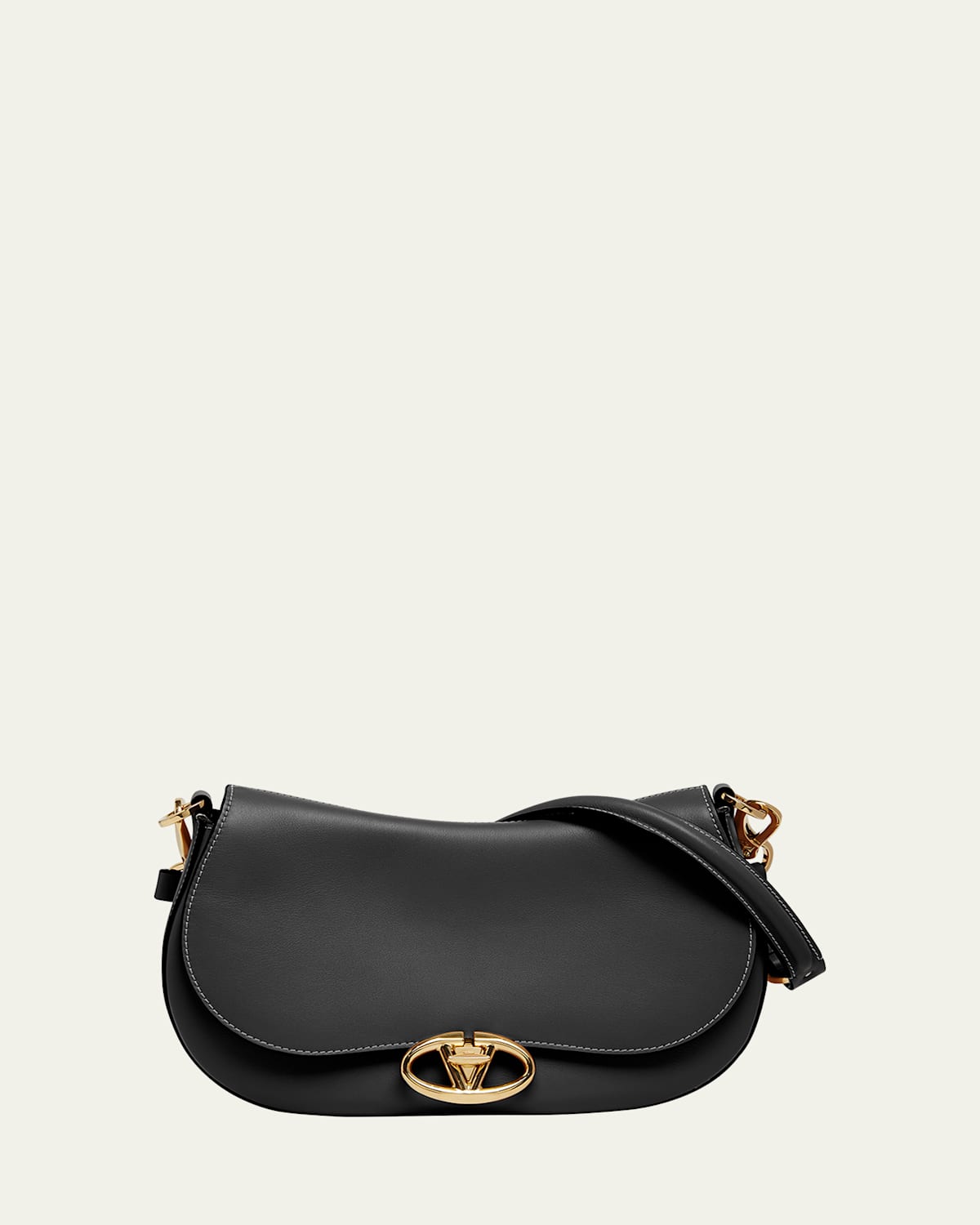 Valentino VLOGO Large Flap Leather Shoulder Bag