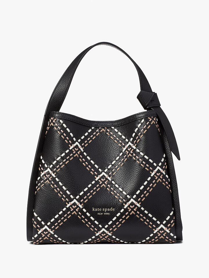 Kate Spade Au Knott Plaid Stitched Medium Crossbody Tote