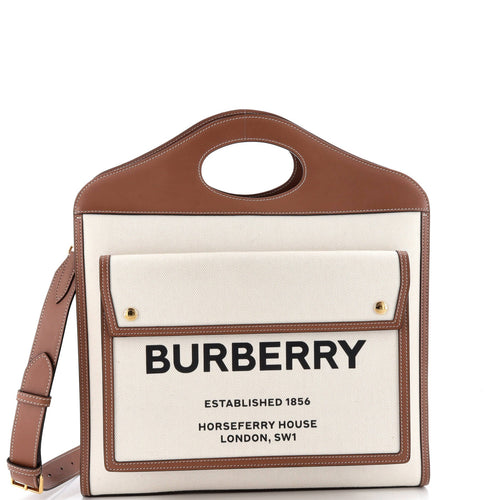 Logo Pocket Tote Canvas with Leather Medium