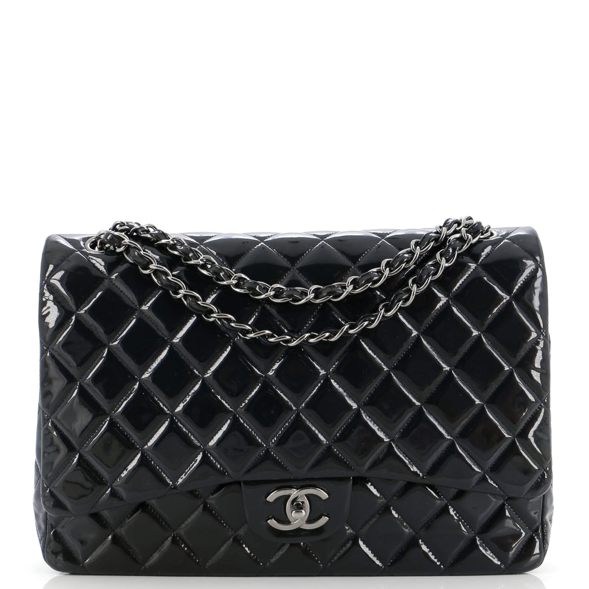 Chanel CHANEL Classic Double Flap Bag Quilted Patent Maxi
