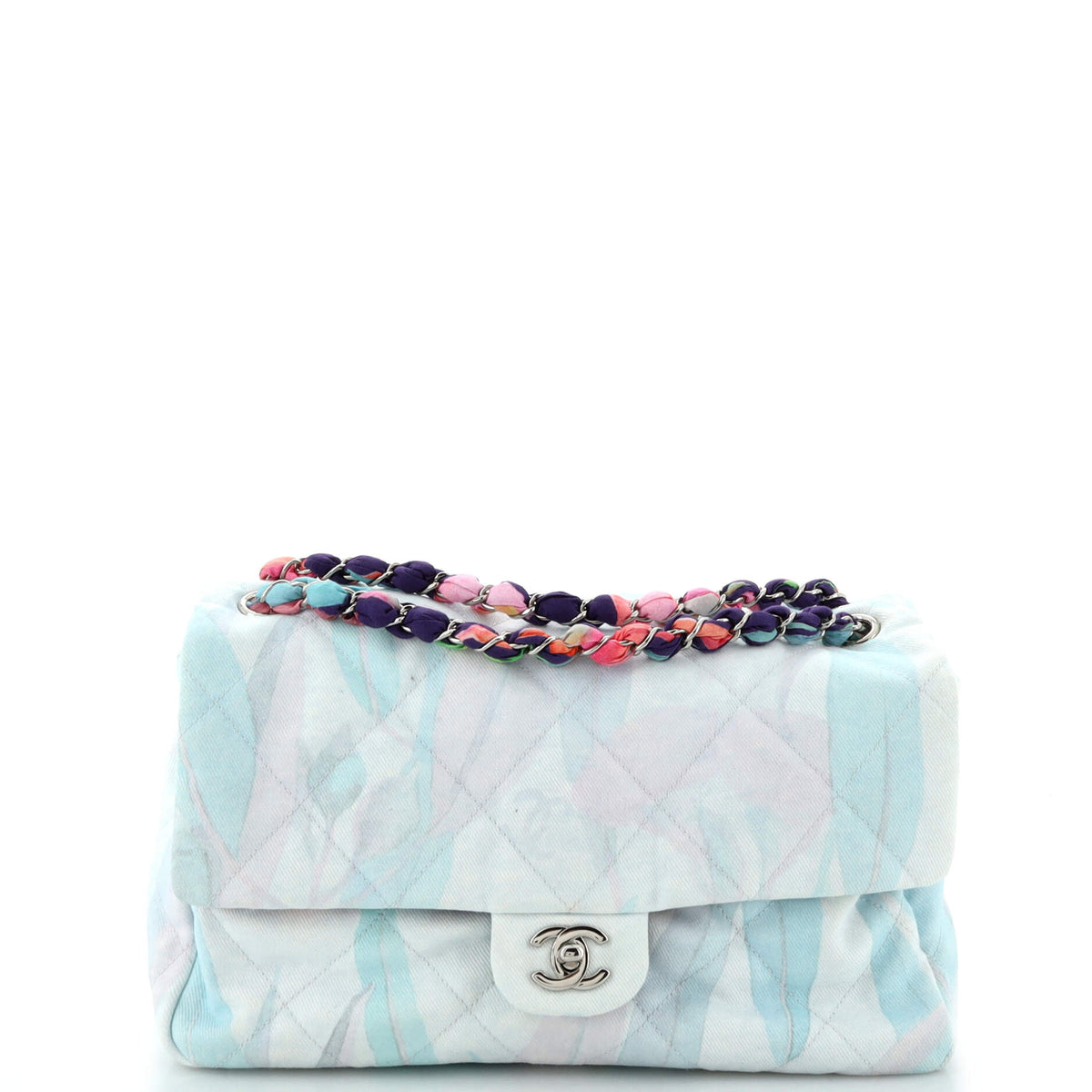 Chanel CHANEL Jungle Jeans Flap Bag Quilted Printed Denim Large