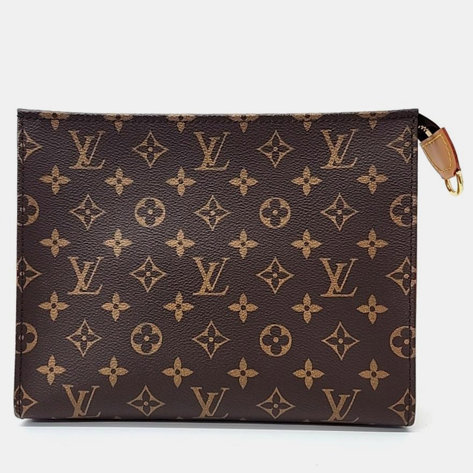 Louis Vuitton Brauner Kulturbeutel aus Canvas mit Monogramm und Kette