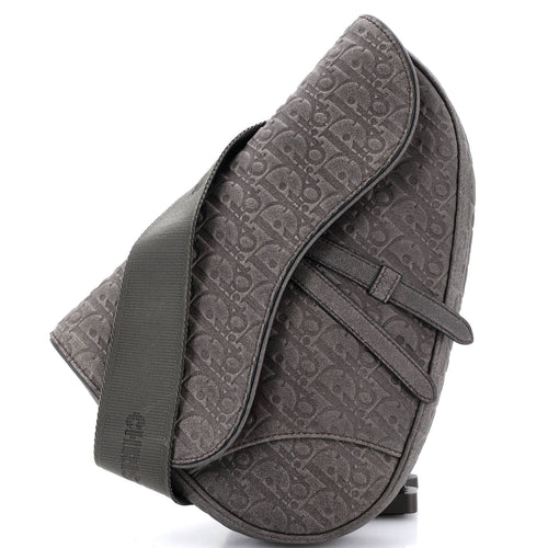 x Denim Tears Saddle Crossbody Bag Oblique Suede with Shearling