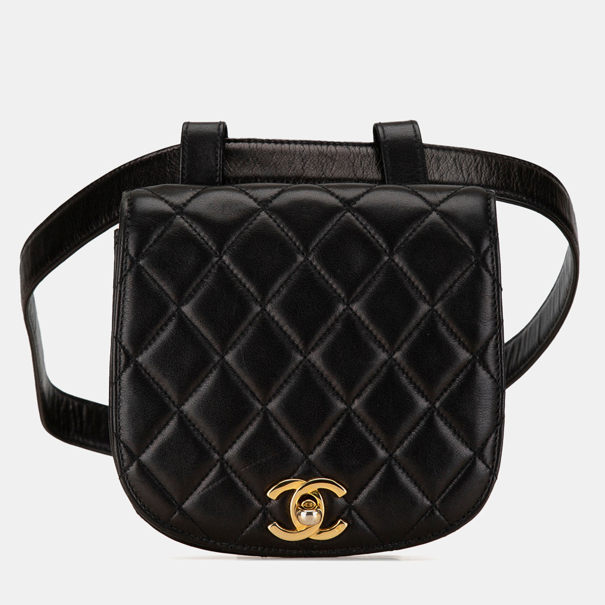 Chanel Black Quilted Lambskin Leather CC Belt Bag
