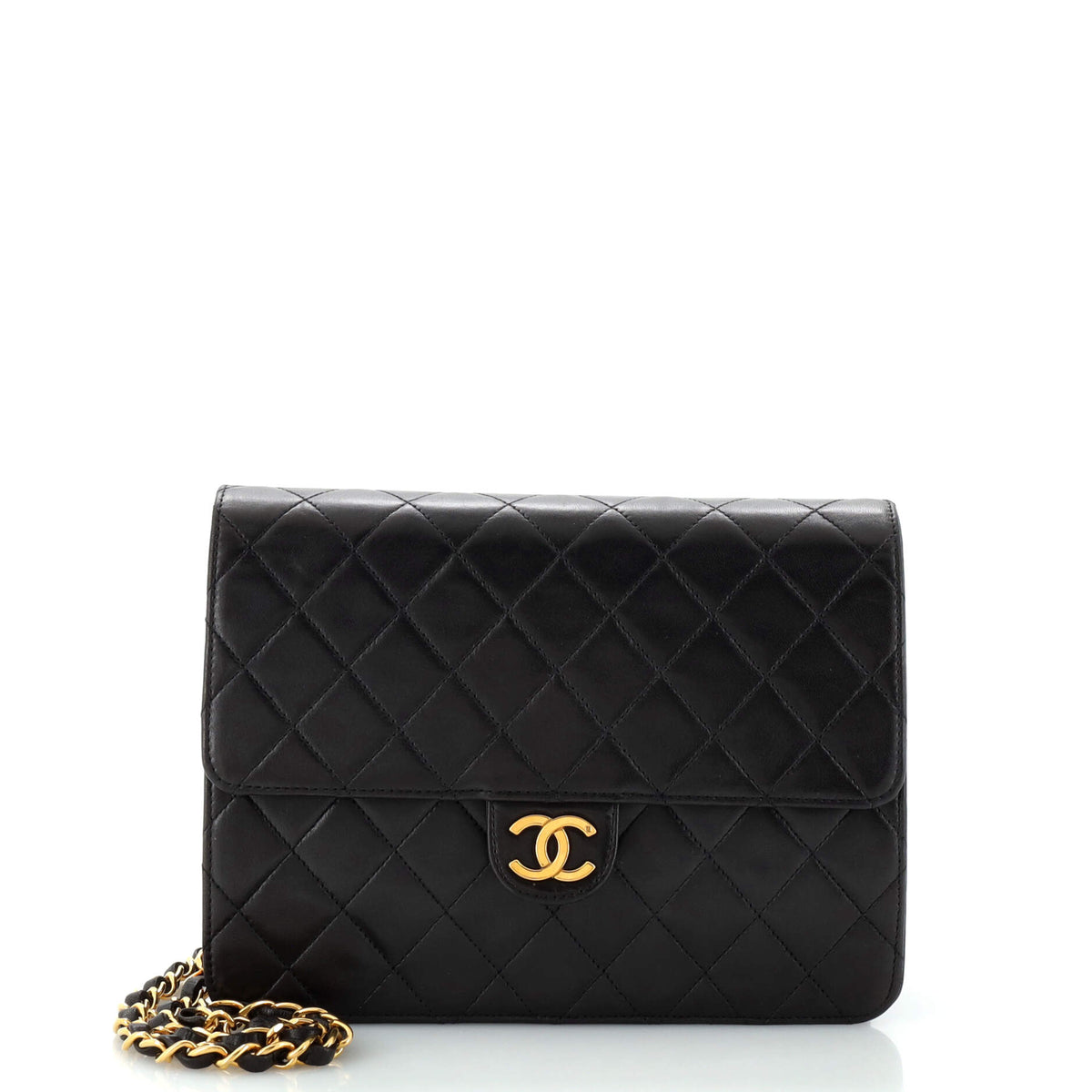 Chanel CHANEL Vintage Clutch with Chain Quilted Leather Small