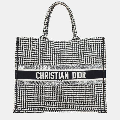 Christian Black/ White Houndstooth Large Book Tote Bag