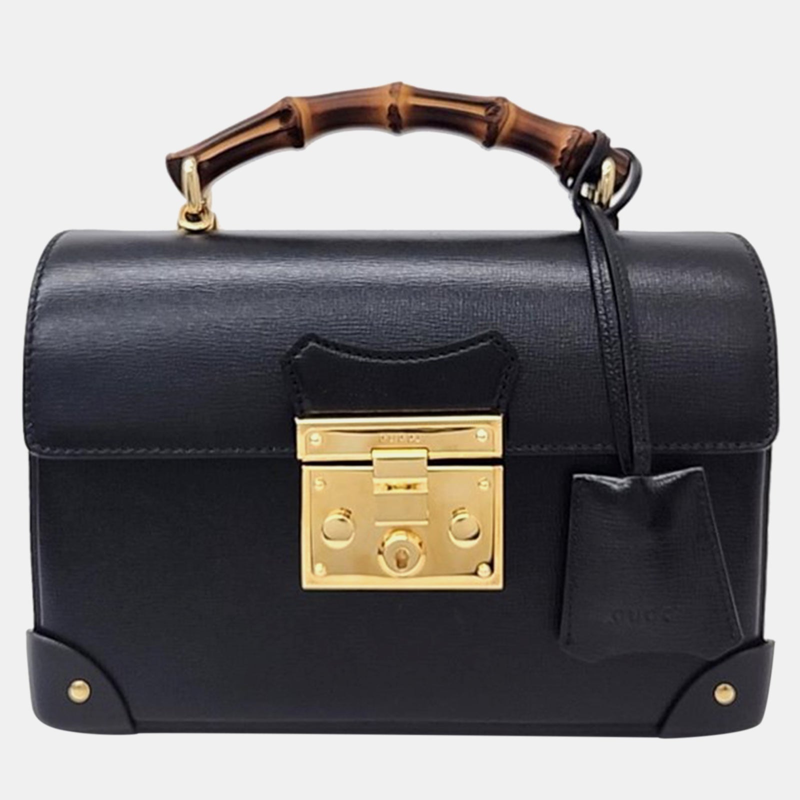 Gucci Black Leather Bamboo Shoulder Bag