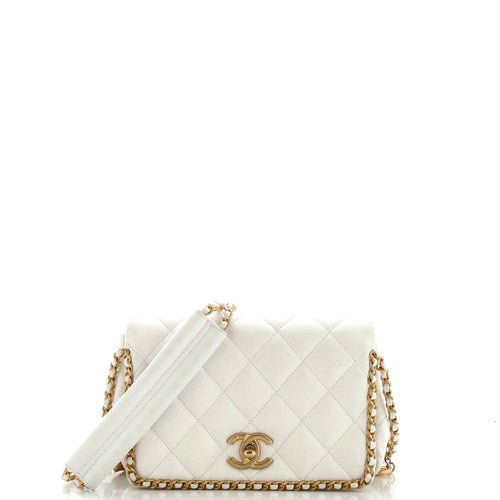 CHANEL Chain Around Multi Chain Full Flap Bag Quilted Caviar Mini