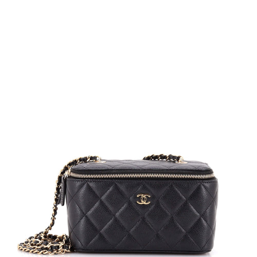 CHANEL Classic Vanity Case with Chain Quilted Caviar Small