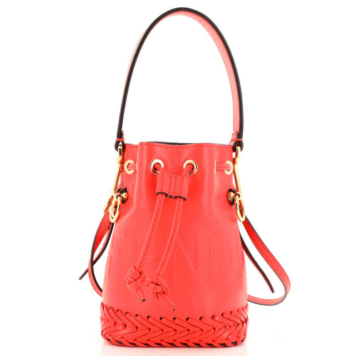 FENDI Mon Tresor Bucket Bag Leather with Whipstitch Detail Mini