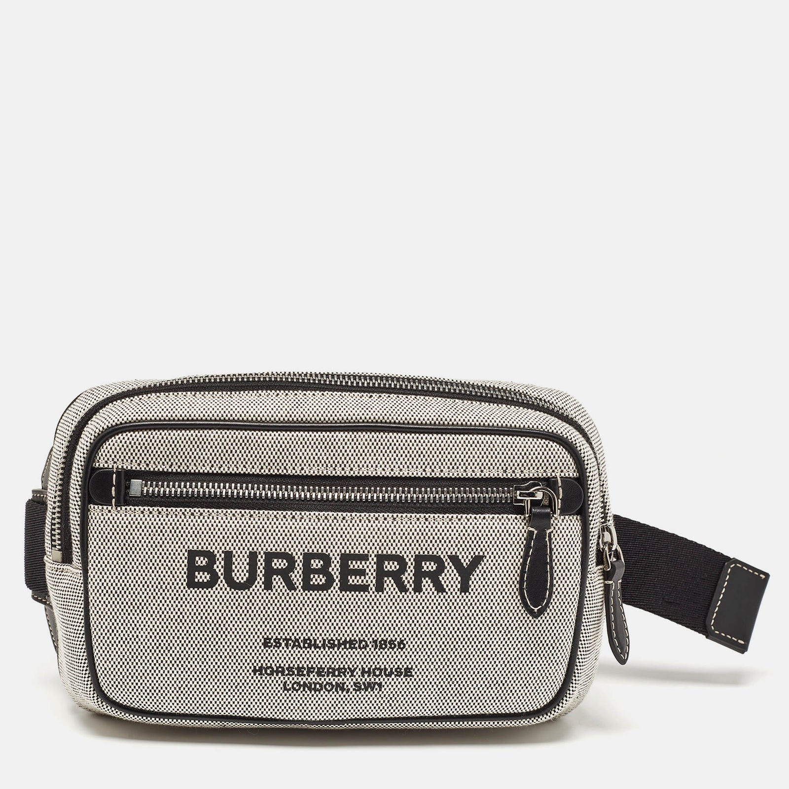 Burberry Grey/Black Canvas and Leather West Belt Bag