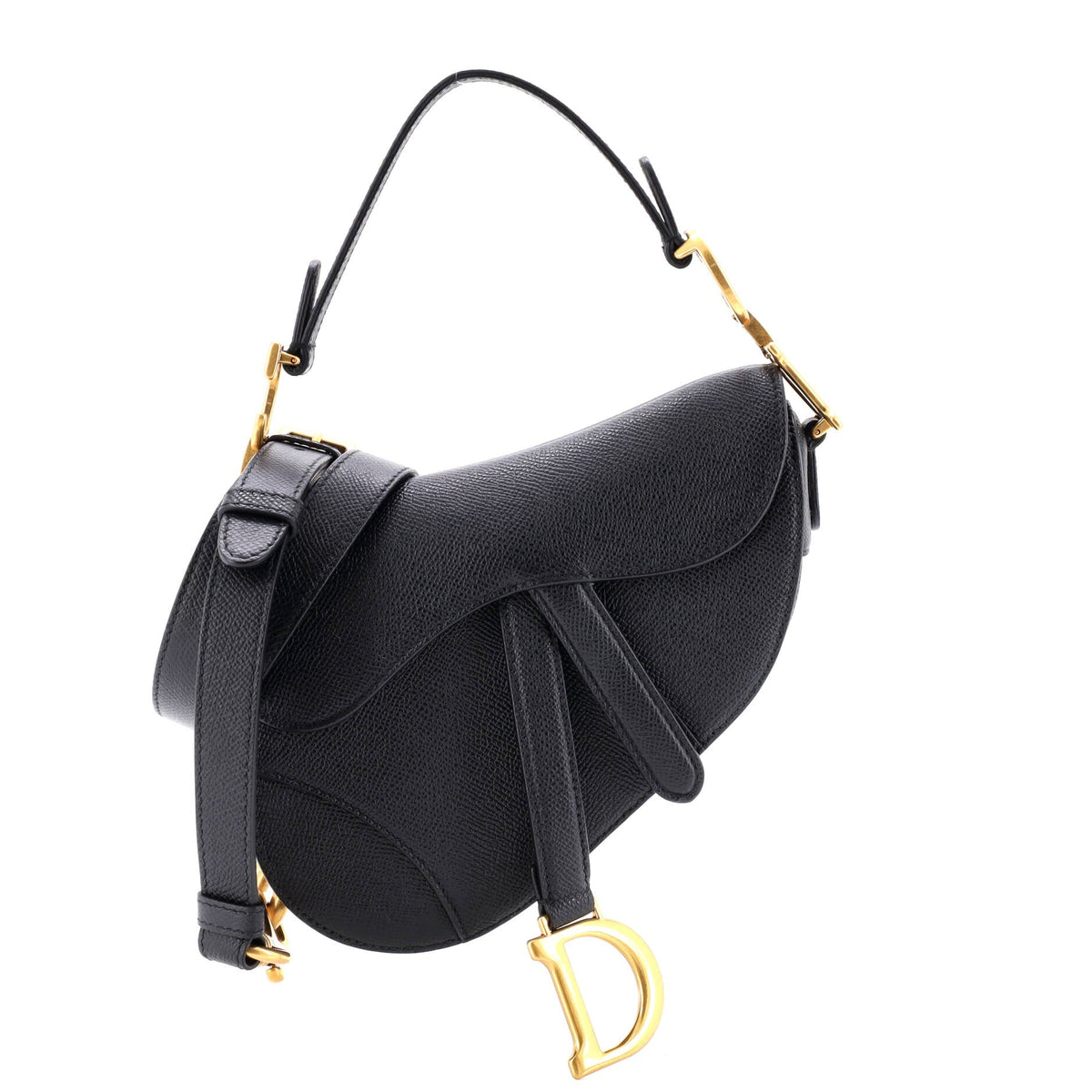 Christian Dior Saddle Handbag with Strap Leather Mini