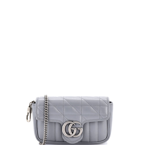 GUCCI GG Marmont Flap Bag Mixed Matelasse Leather Super Mini