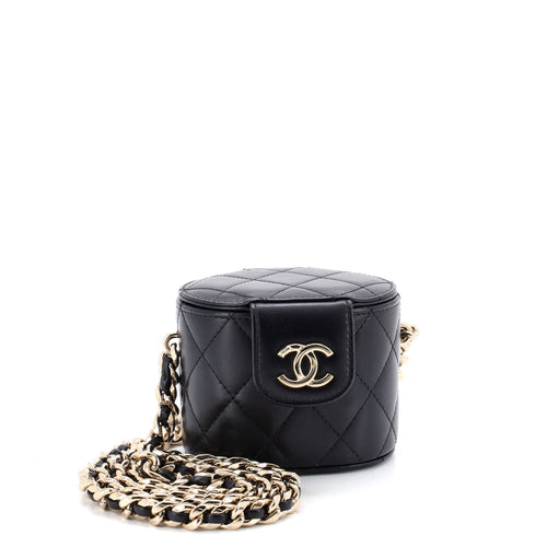 CHANEL Resin Elegant Chain Tubular Vanity Case Quilted Lambskin Mini