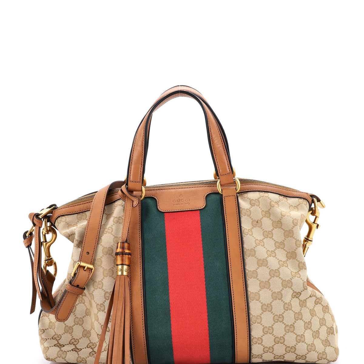 Gucci GUCCI Rania Convertible Top Handle Bag Web GG Canvas Medium