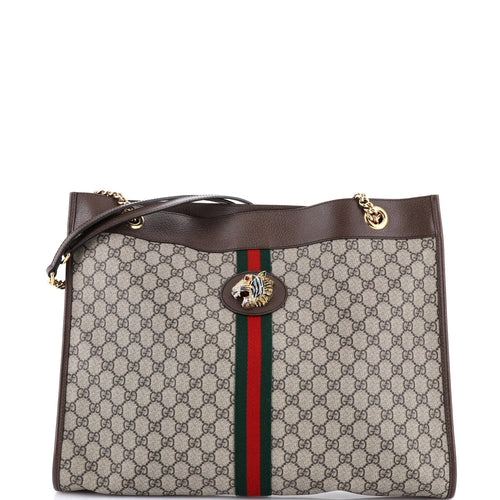 GUCCI Rajah Chain Tote GG Coated Canvas Large