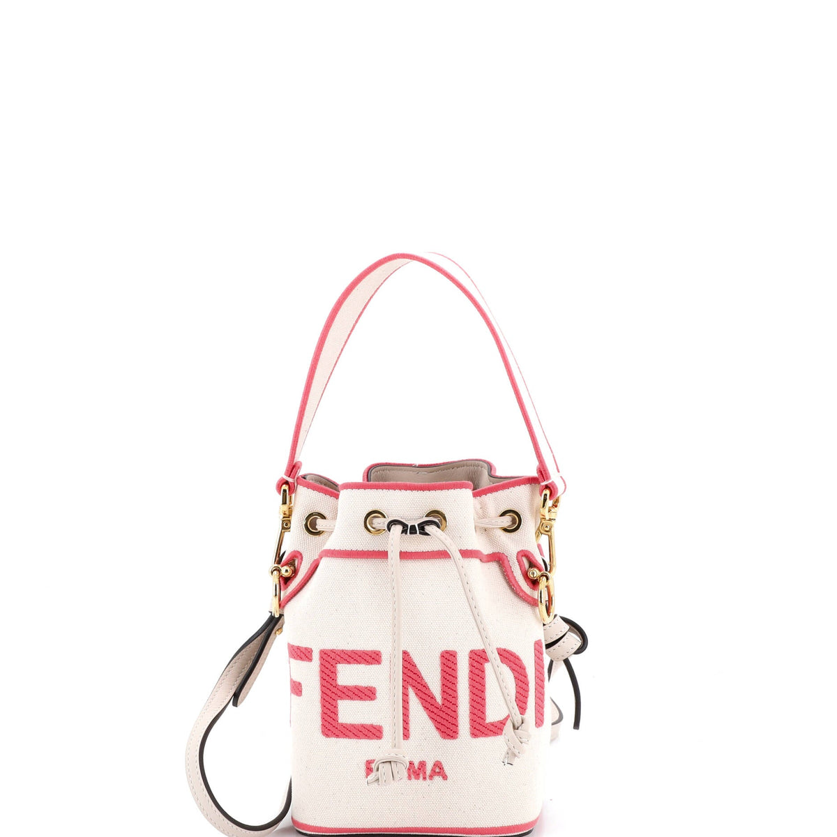 Fendi FENDI Logo Mon Tresor Bucket Bag Embroidered Canvas Mini