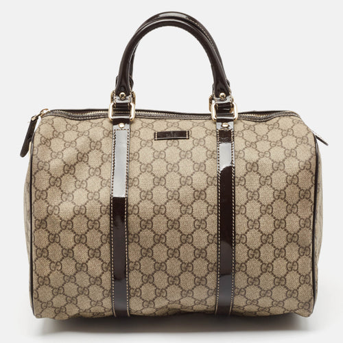 Dark Brown/Beige GG Supreme Canvas Medium Joy Boston Bag