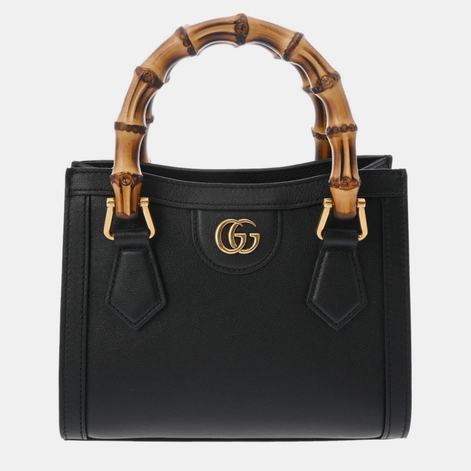 Gucci Mini sac à bandoulière Diana en cuir noir et bambou