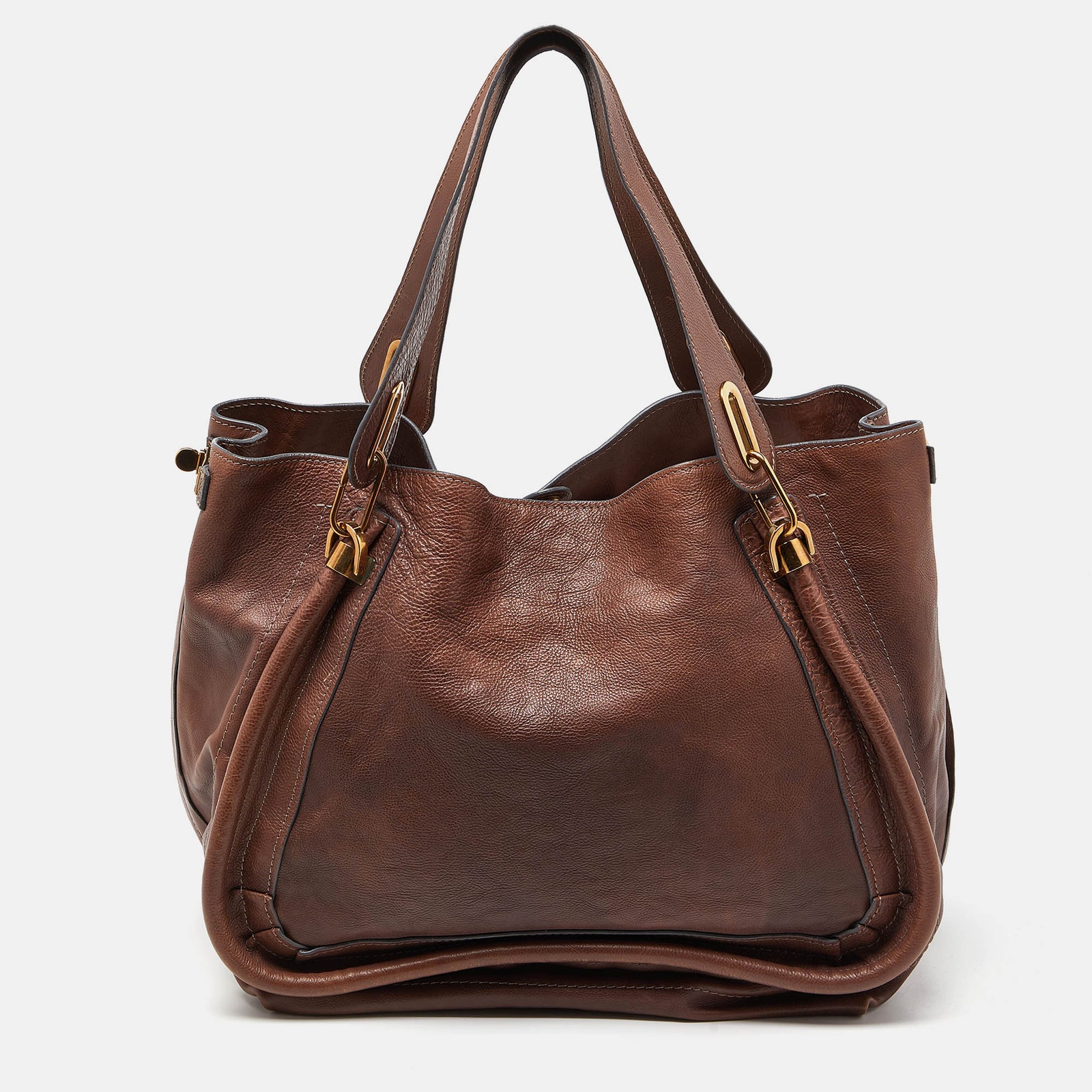 Chloe Brown Leather Large Paraty Satchel