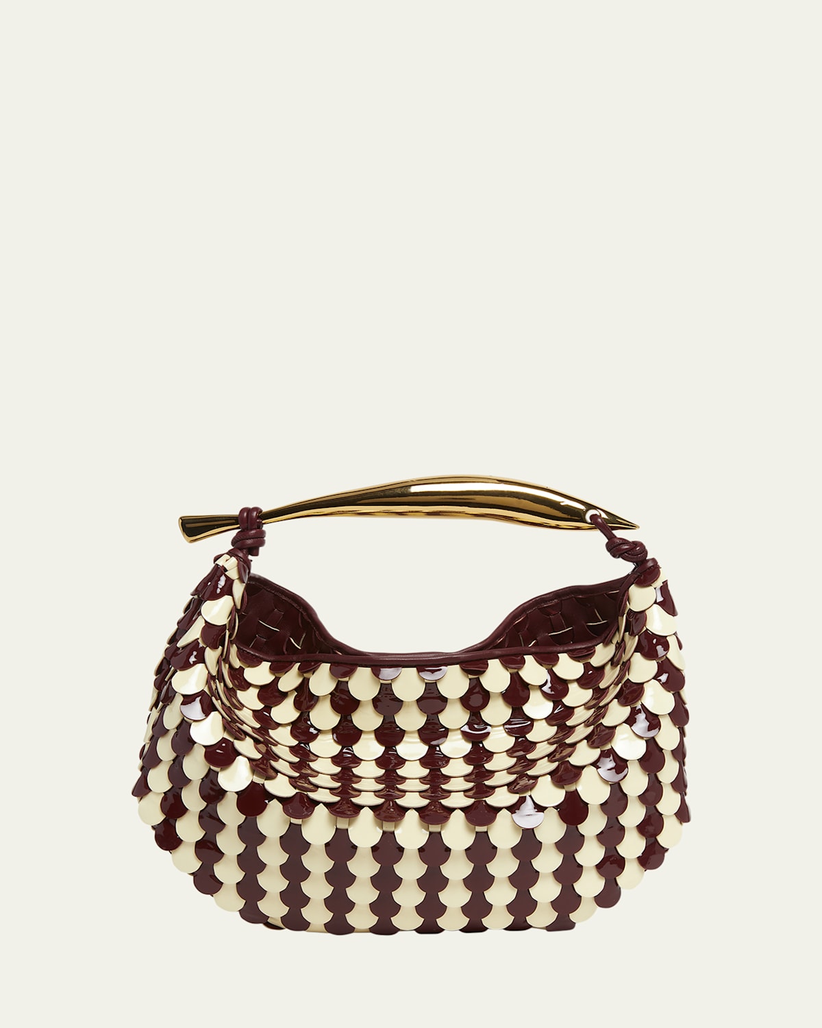 Bottega Veneta Petit sac bandoulière en cuir verni Sardine