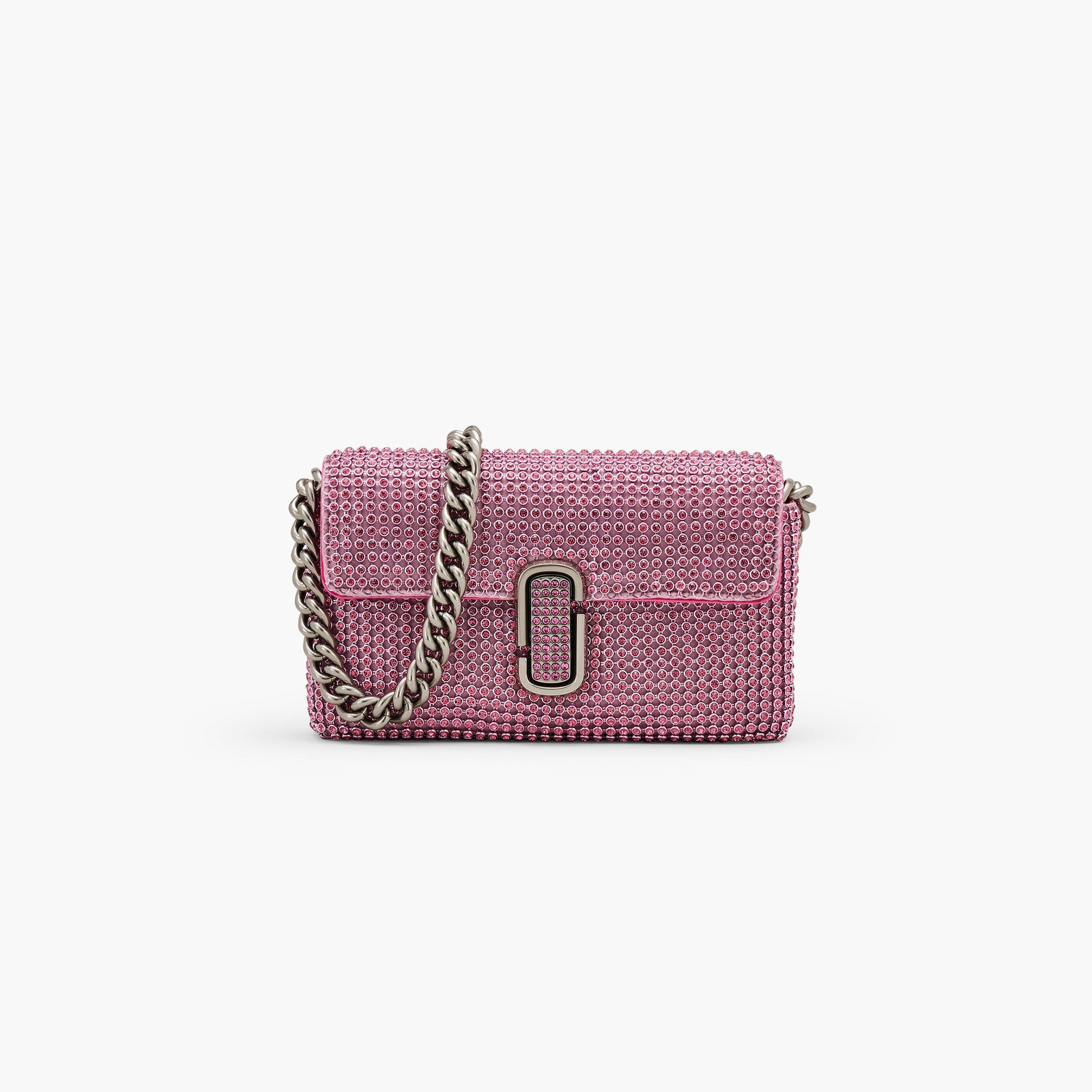 Marc Jacobs Le mini sac bandoulière J Marc à strass en rose pétale