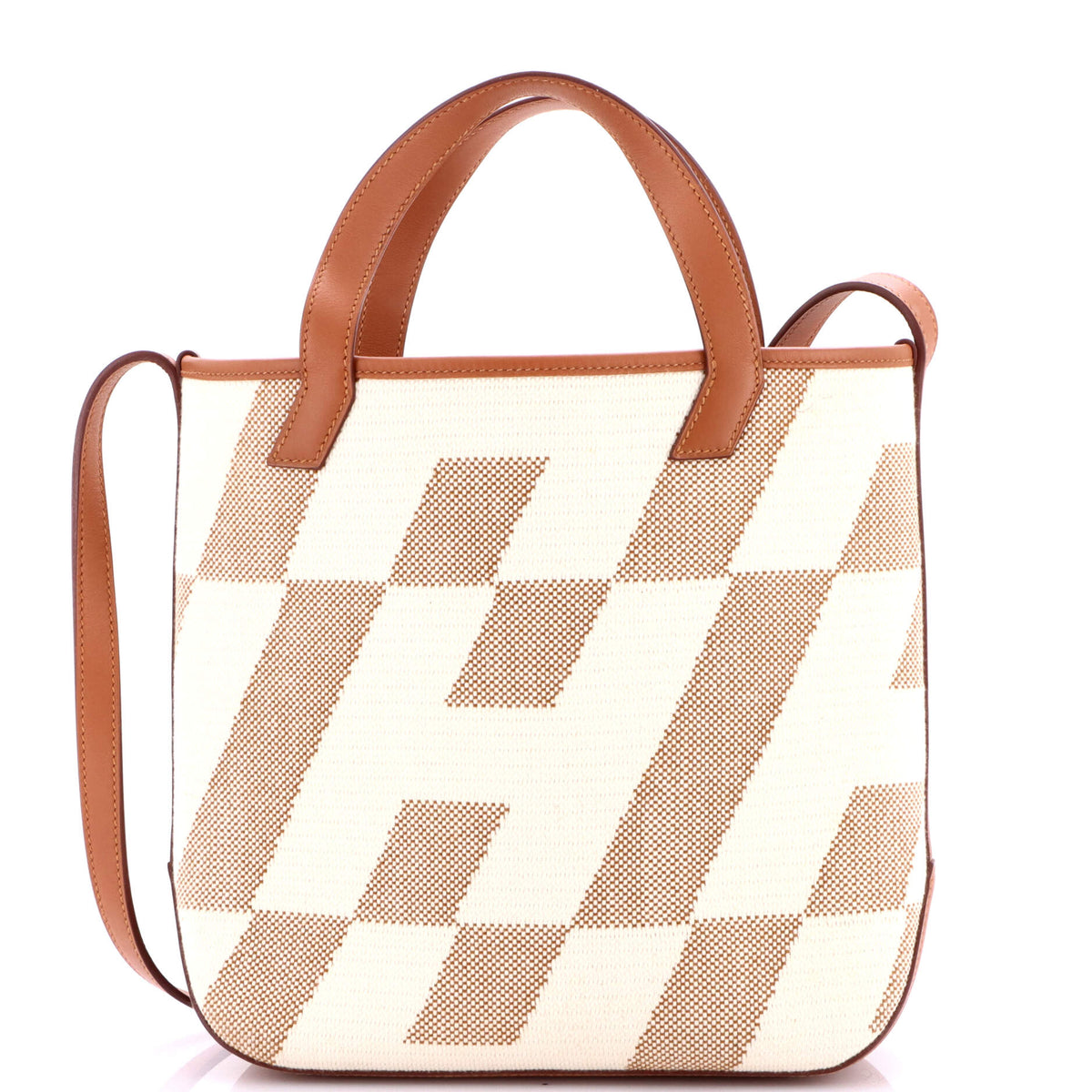 Herm?s Cabas H en Biais Tote Canvas with Leather 27