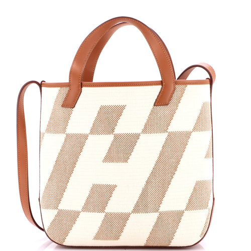 Cabas H en Biais Tote Canvas with Leather 27