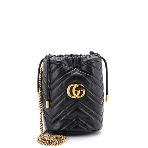 GUCCI GG Marmont Bucket Bag Matelasse Leather Mini