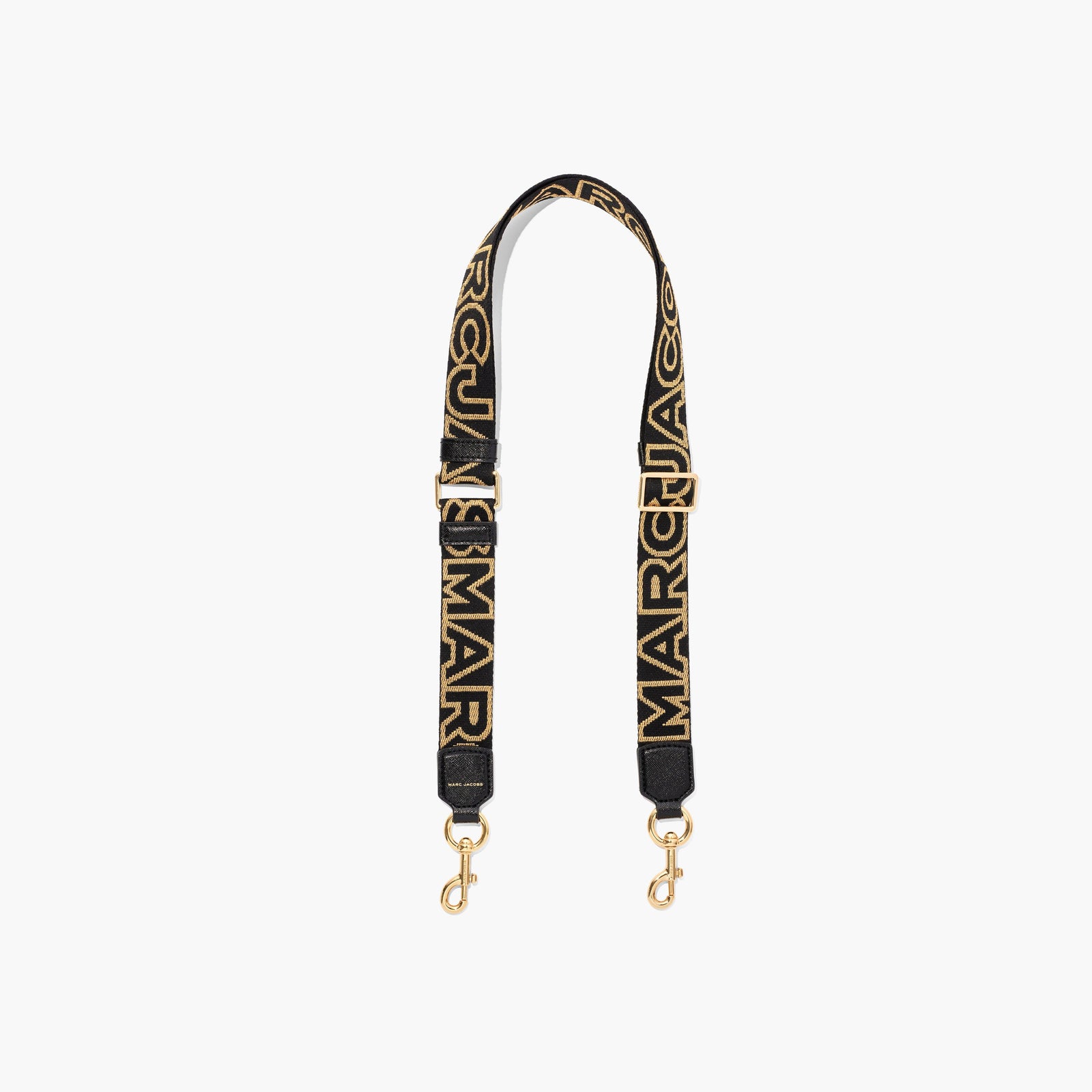 Marc Jacobs The Thin Outline Logo Webbing Strap in Black/Gold