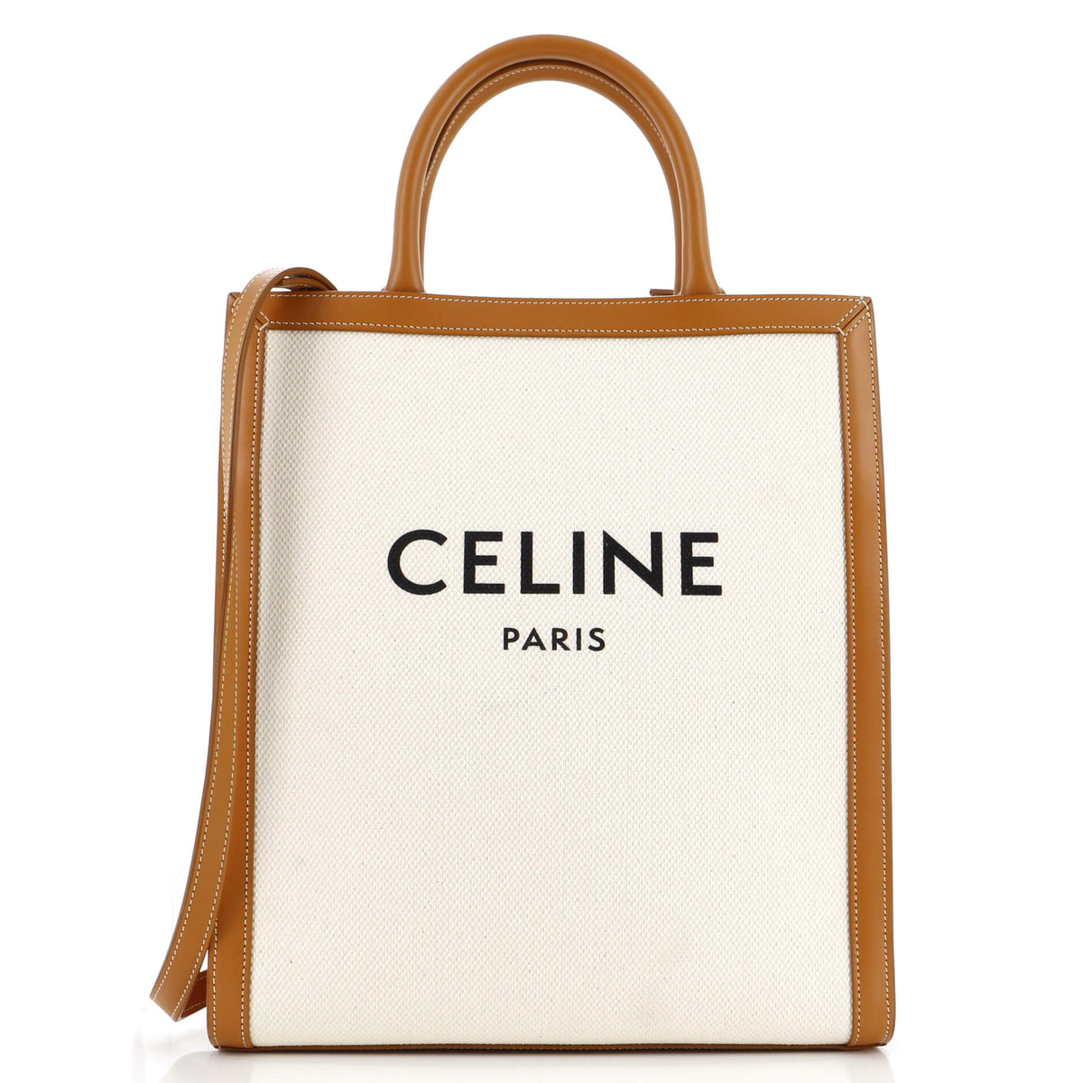 Celine CELINE Vertical Cabas Tote Canvas with Leather Small