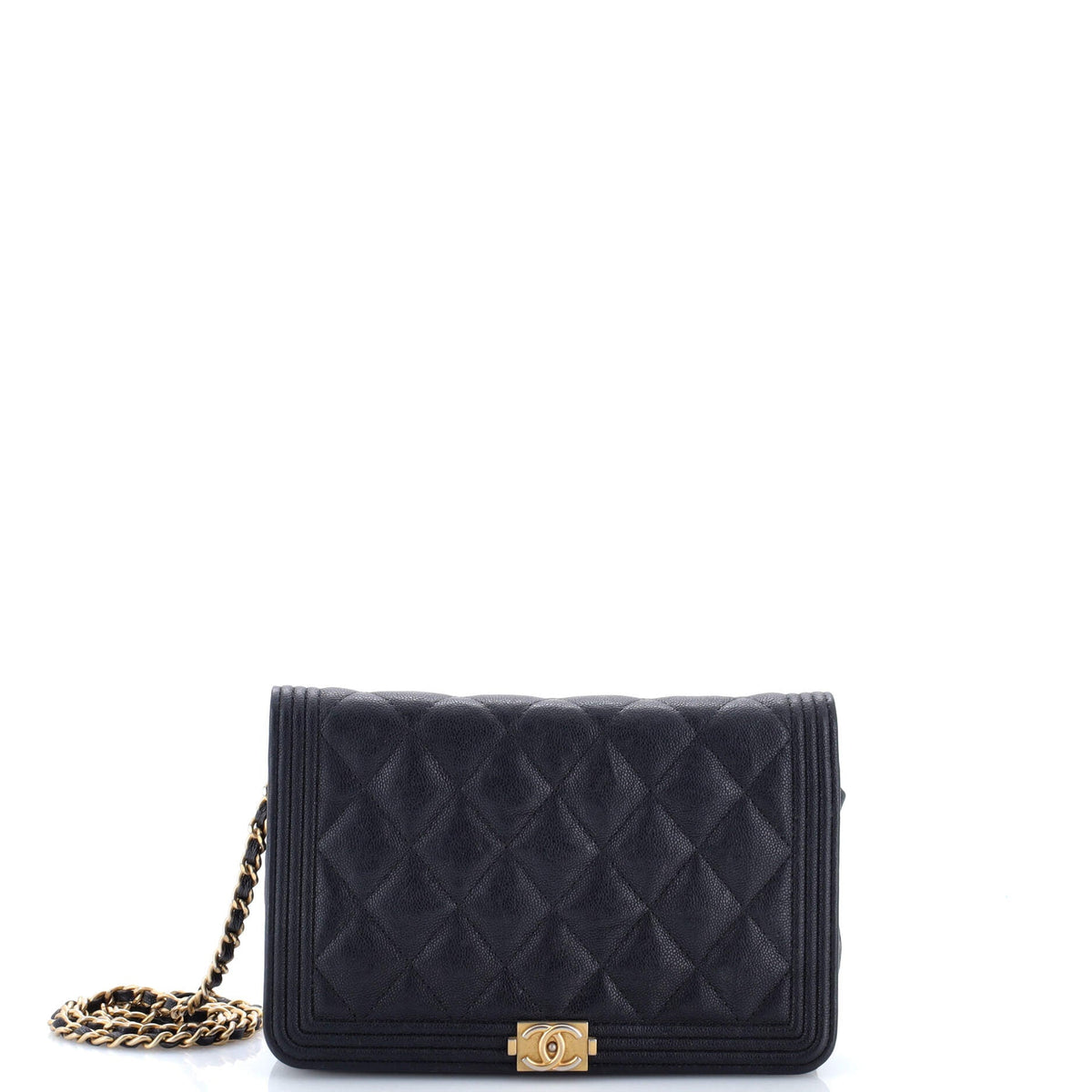 Chanel CHANEL Boy Wallet on Chain Quilted Caviar