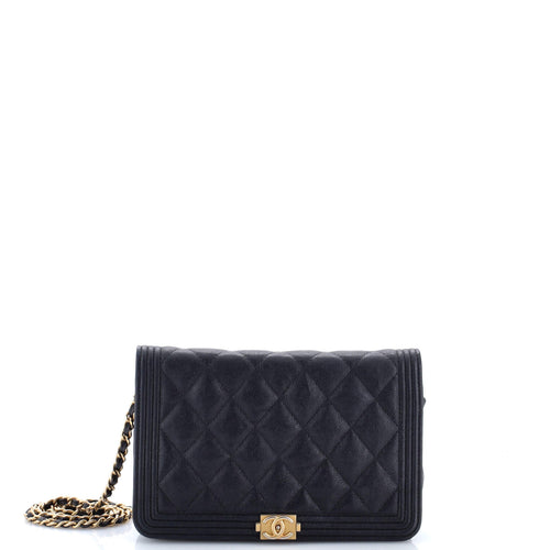 CHANEL Boy Wallet on Chain Quilted Caviar