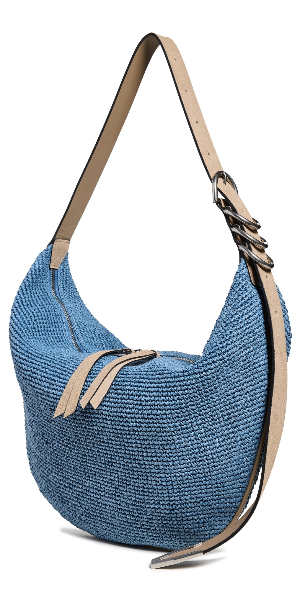 Rag & Bone Spire Hobo Straw Bag Denim Blue One Size