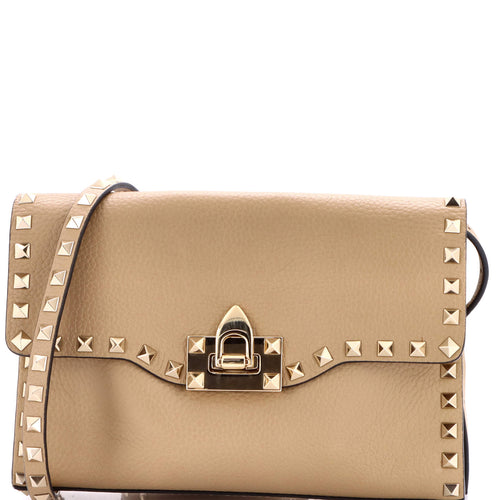 VALENTINO GARAVANI Rockstud Flip Lock Flap Bag Leather Medium