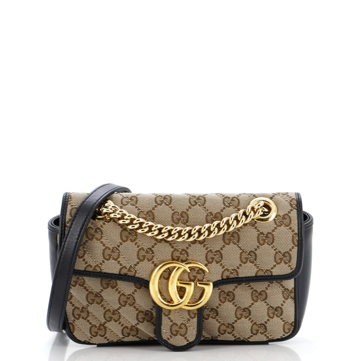 Gucci GUCCI GG Marmont Flap Bag Diagonal Quilted GG Canvas Mini