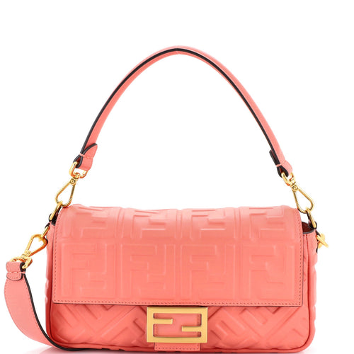 FENDI Baguette NM Bag Zucca Embossed Leather Medium