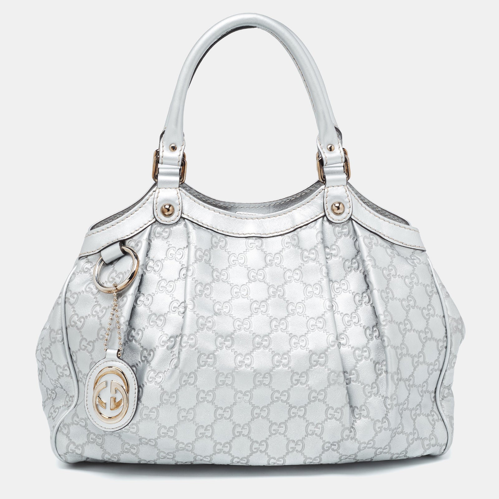 Gucci Silver Guccissima Leather Medium Sukey Tote