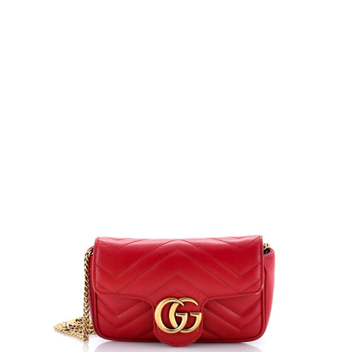 GUCCI GG Marmont Flap Bag Matelasse Leather Super Mini