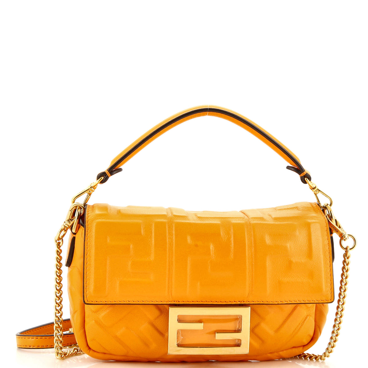 Fendi FENDI Baguette NM Bag Zucca Embossed Leather Mini