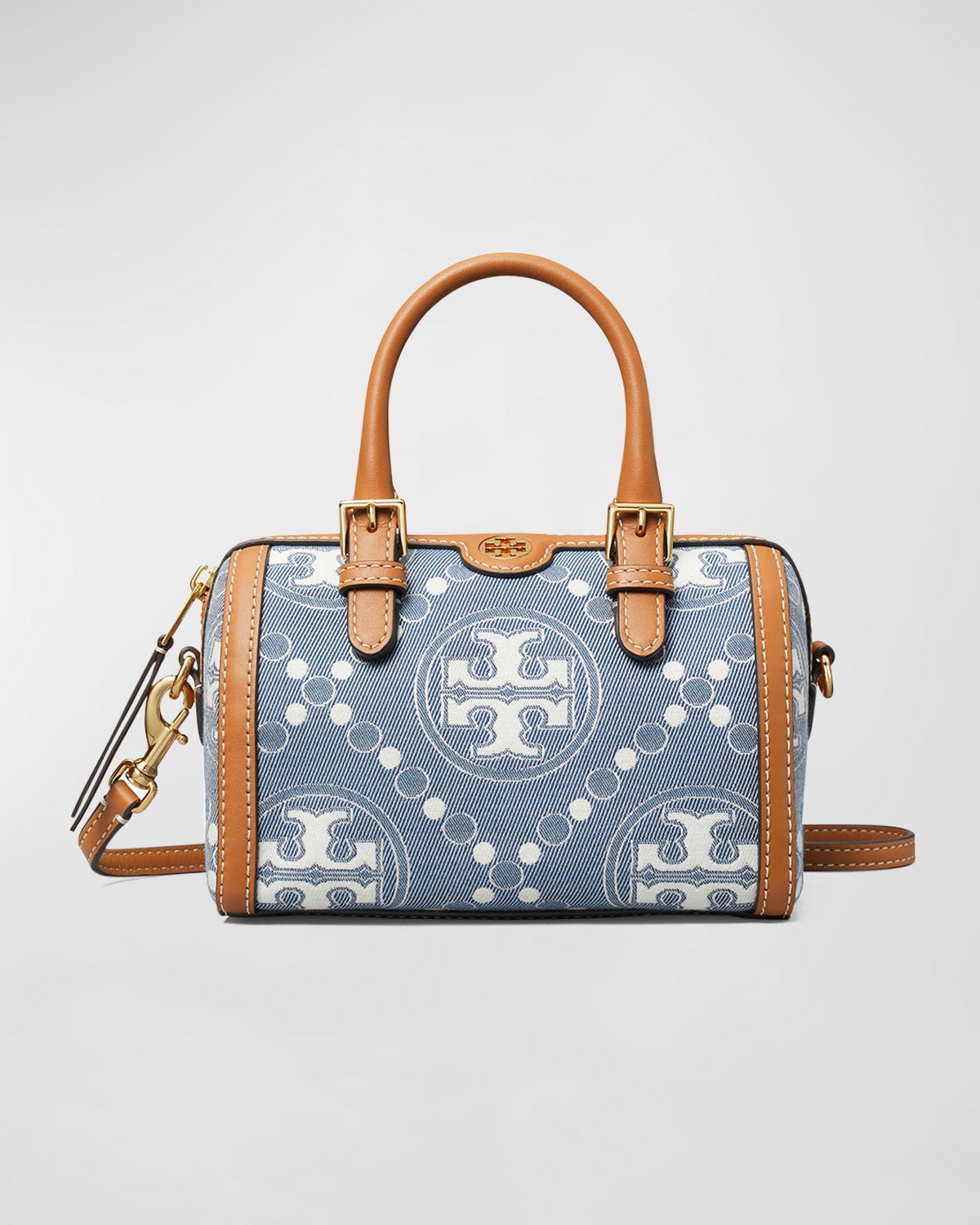 Tory Burch Petite-Tasche aus Denim mit T-Monogramm und Henkel